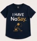 Navy kids tee printed I Have NoSay.